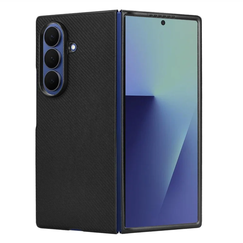 Funda de Fibra de Carbono para Samsung Galaxy Z Fold7 5G - Antigolpes, Cubierta de Teléfono PU + PC - Negro