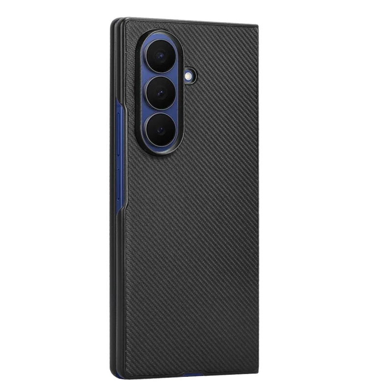 Funda de Fibra de Carbono para Samsung Galaxy Z Fold7 5G - Antigolpes, Cubierta de Teléfono PU + PC - Negro