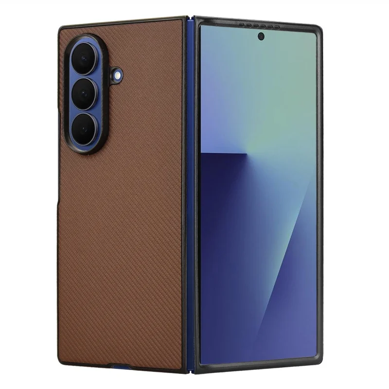 Cover per Samsung Galaxy Z Fold7 5G con Texture in Fibra di Carbonio Antiurto PU + PC - Marrone
