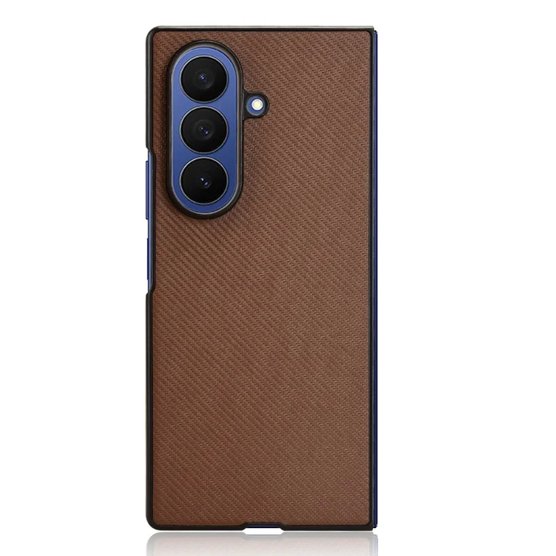 Cover per Samsung Galaxy Z Fold7 5G con Texture in Fibra di Carbonio Antiurto PU + PC - Marrone
