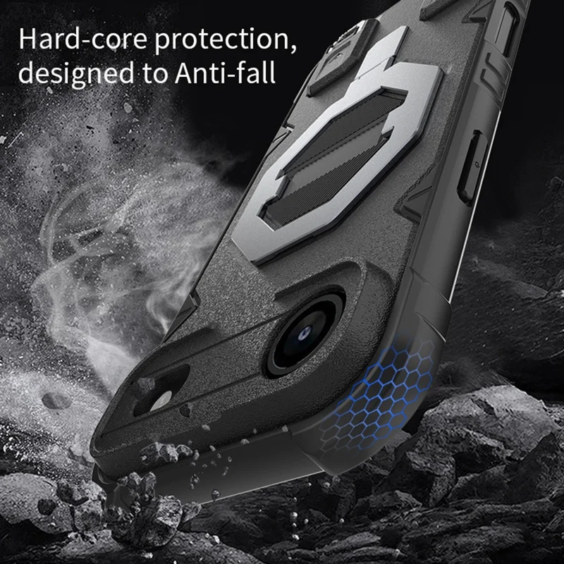 Für iPhone 17 Air Hülle kompatibel mit MagSafe PC + TPU Ständer Handyhülle mit Umhängeband - Schwarz