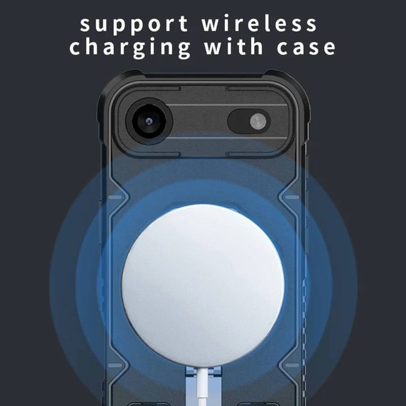 Für iPhone 17 Air Hülle kompatibel mit MagSafe PC + TPU Ständer Handyhülle mit Umhängeband - Schwarz