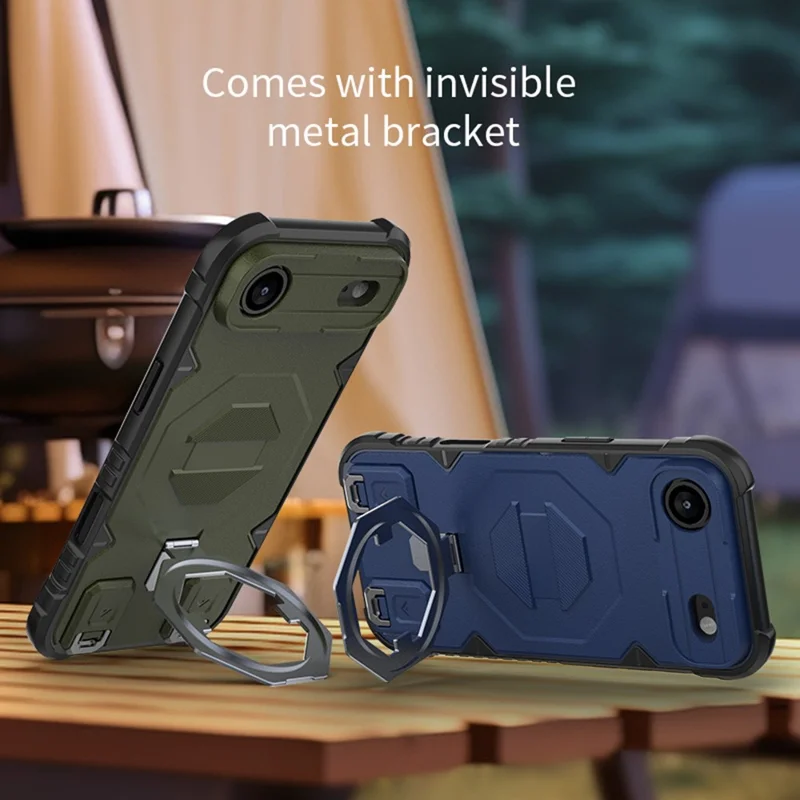 Für iPhone 17 Air Hülle kompatibel mit MagSafe PC + TPU Ständer Handyhülle mit Umhängeband - Schwarz