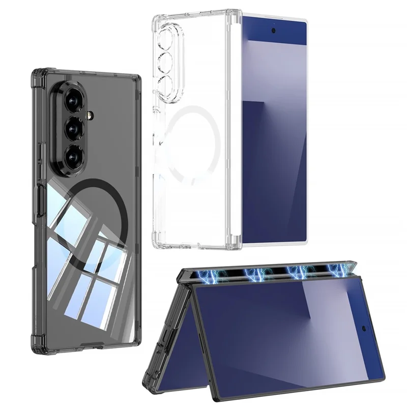 GKK Pour Samsung Galaxy Z Fold7 5G Étui Magnétique Antichoc Avec Coussin d'Air TPU + PC Protection Arrière du Téléphone Anti-Jaunissement - Transparent
