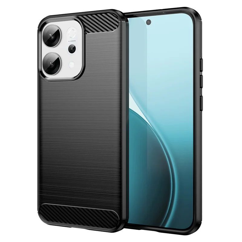 Pour Oppo Reno14 5G (Global) Étui Coque de Protection Téléphone Texture Fibre de Carbone Brossée - Noir