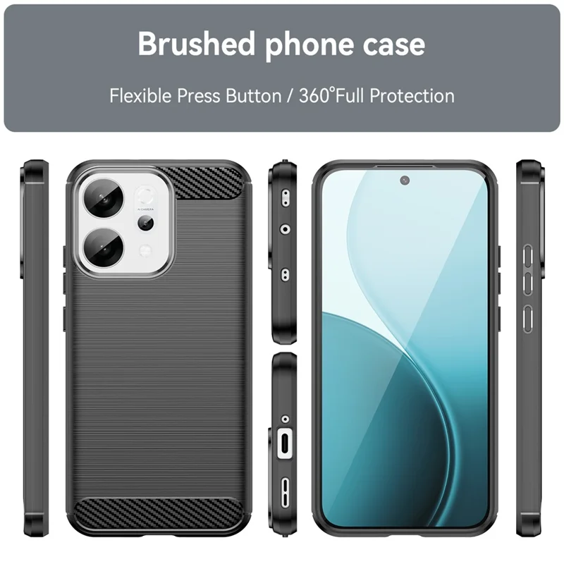 Pour Oppo Reno14 5G (Global) Étui Coque de Protection Téléphone Texture Fibre de Carbone Brossée - Noir