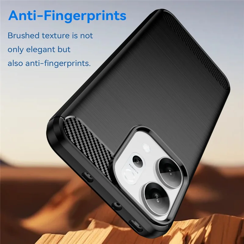 Pour Oppo Reno14 5G (Global) Étui Coque de Protection Téléphone Texture Fibre de Carbone Brossée - Noir