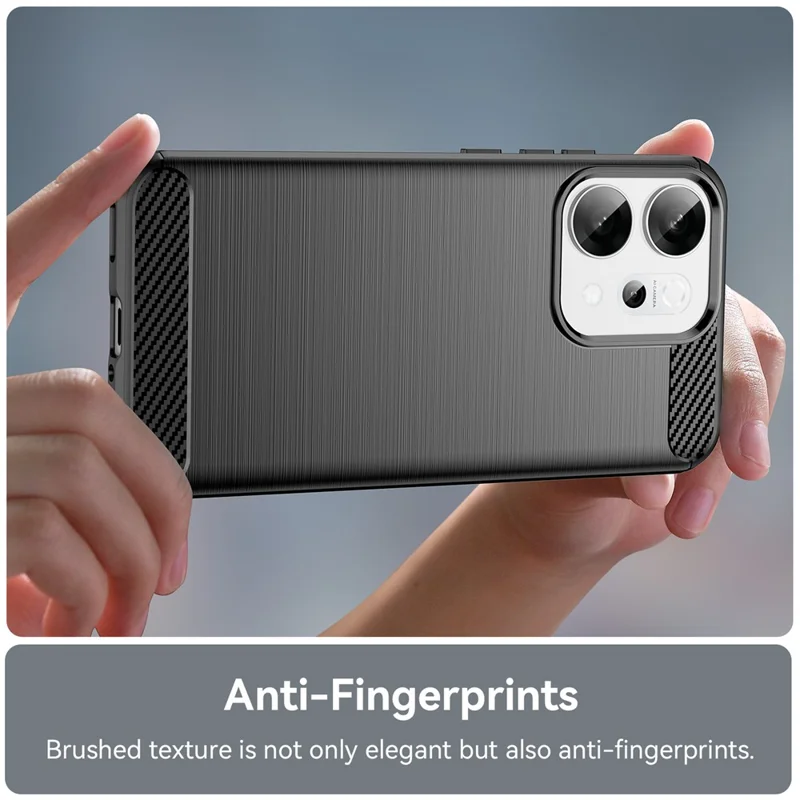 Pour Oppo Reno14 5G (Global) Étui Coque de Protection Téléphone Texture Fibre de Carbone Brossée - Noir
