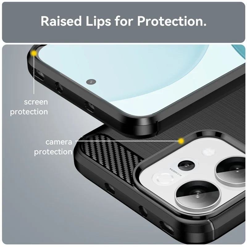 Pour Oppo Reno14 5G (Global) Étui Coque de Protection Téléphone Texture Fibre de Carbone Brossée - Noir
