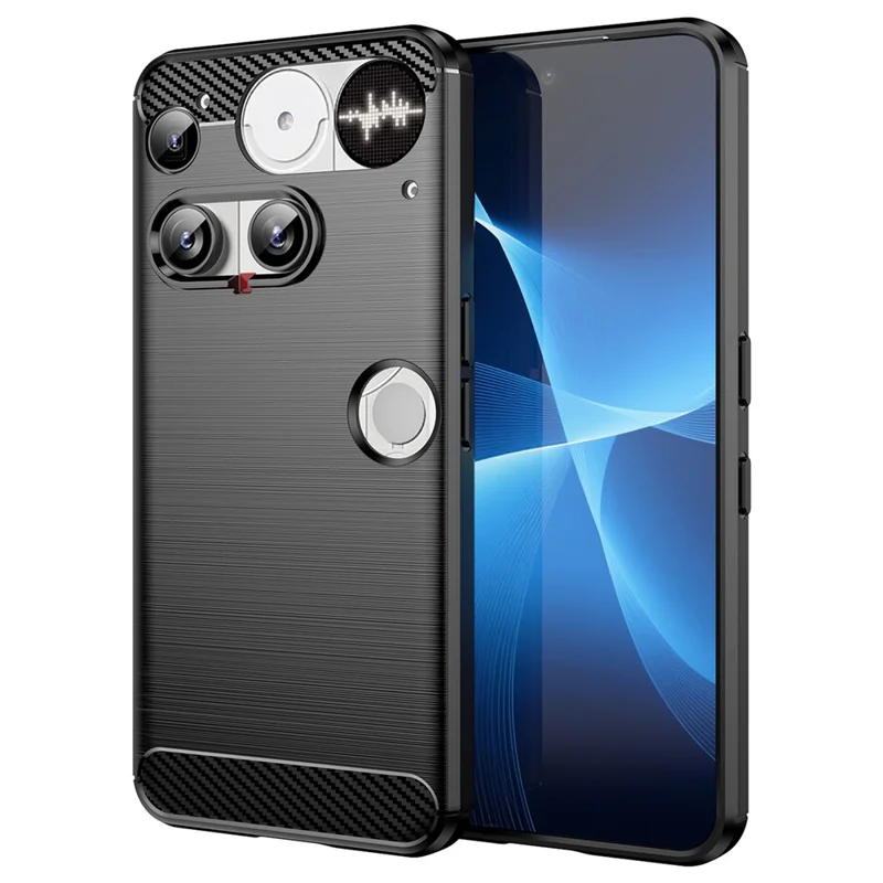 Étui Pour Nothing Phone (3) 5G Coque de Protection Texture Fibre de Carbone Brossée - Noir