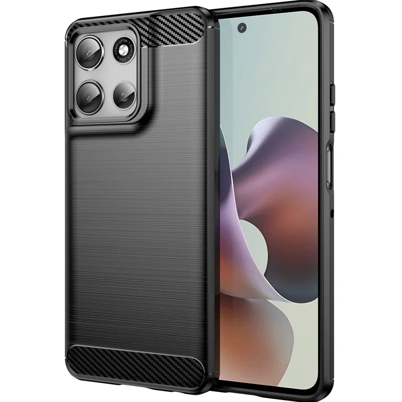 Funda Protectora para Motorola Moto G56 5G / G66j 5G / G66y 5G con Textura de Fibra de Carbono Cepillada - Negro