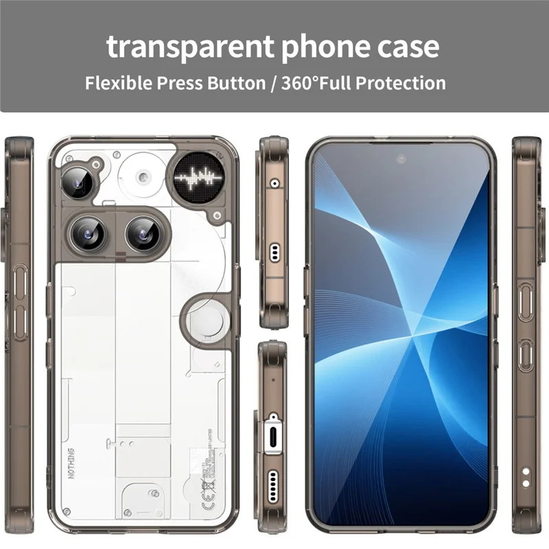For Nothing Phone (3) 5G Case TPU + Acrylic Phone Back Cover Anti Yellowing - Black