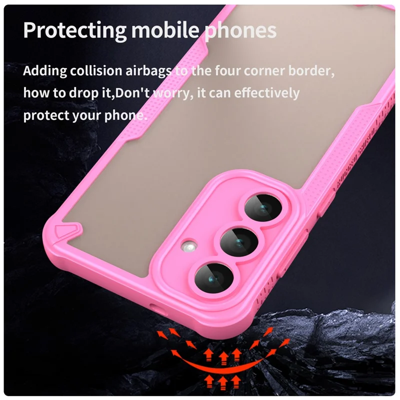 Cover per Samsung Galaxy S25 FE - Custodia Protettiva PC + TPU Semi-Trasparente con Finitura Opaca - Rosa
