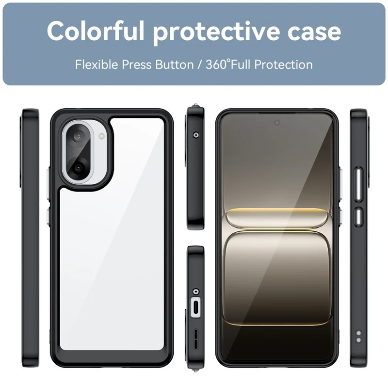 Capa para OnePlus Ace 5 Racing 5G / Nord CE5 5G em TPU + Acrílico - Capa Protetora Transparente - Preta