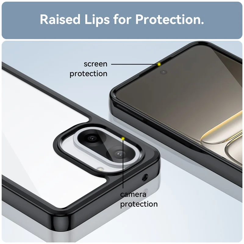 Capa para OnePlus Ace 5 Racing 5G / Nord CE5 5G em TPU + Acrílico - Capa Protetora Transparente - Preta