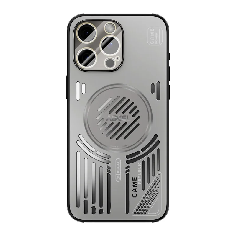 ABEEL For iPhone 13 Pro Max Magnetic Case Aluminium Alloy + PC + TPU Hollow Heat Dissipation Phone Cover - Titanium Grey