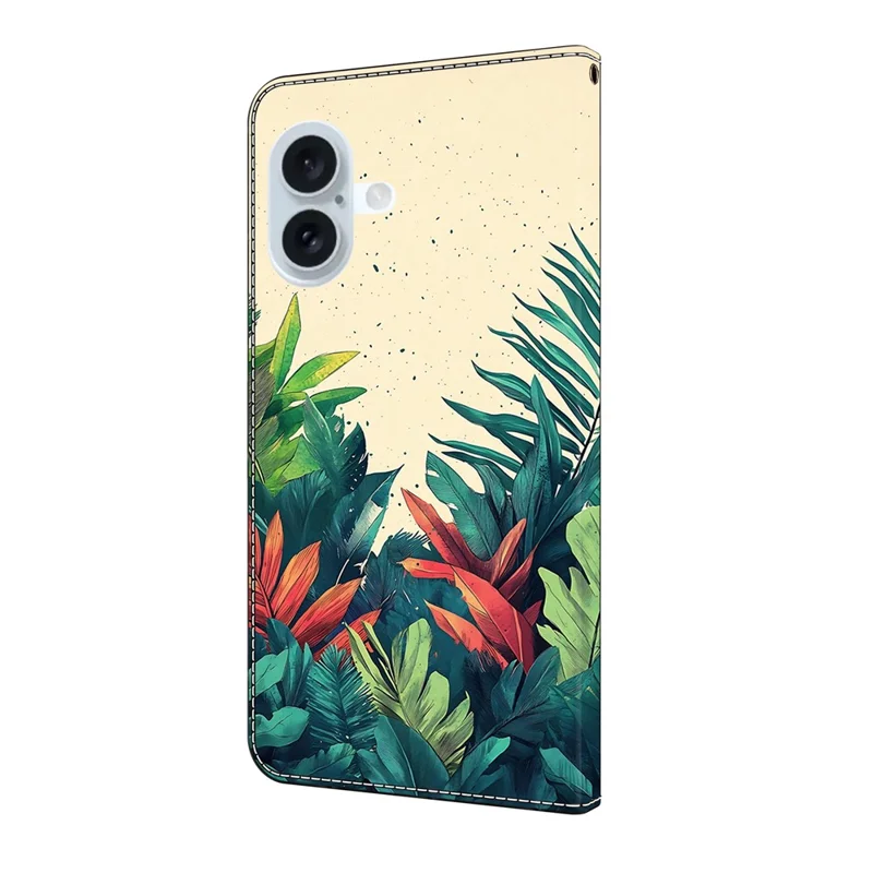 Чехол-бумажник для iPhone 17 с рисунком, из искусственной кожи, с флип-подставкой - Листья