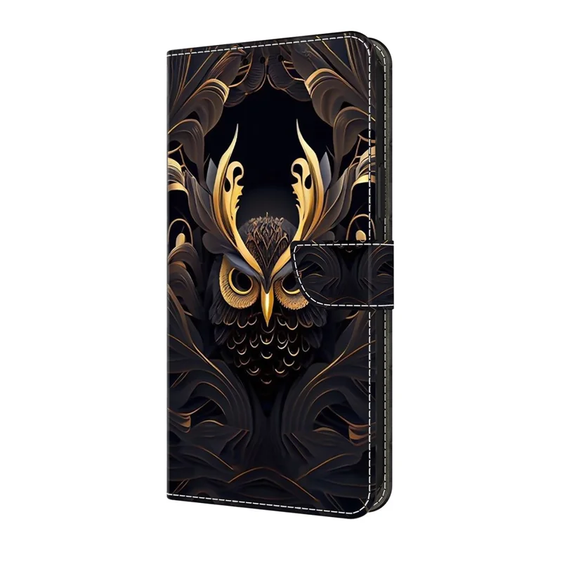 For iPhone 18 Pro / 17 Pro Wallet Case Pattern Printing PU Leather Flip Stand Phone Cover - Owl