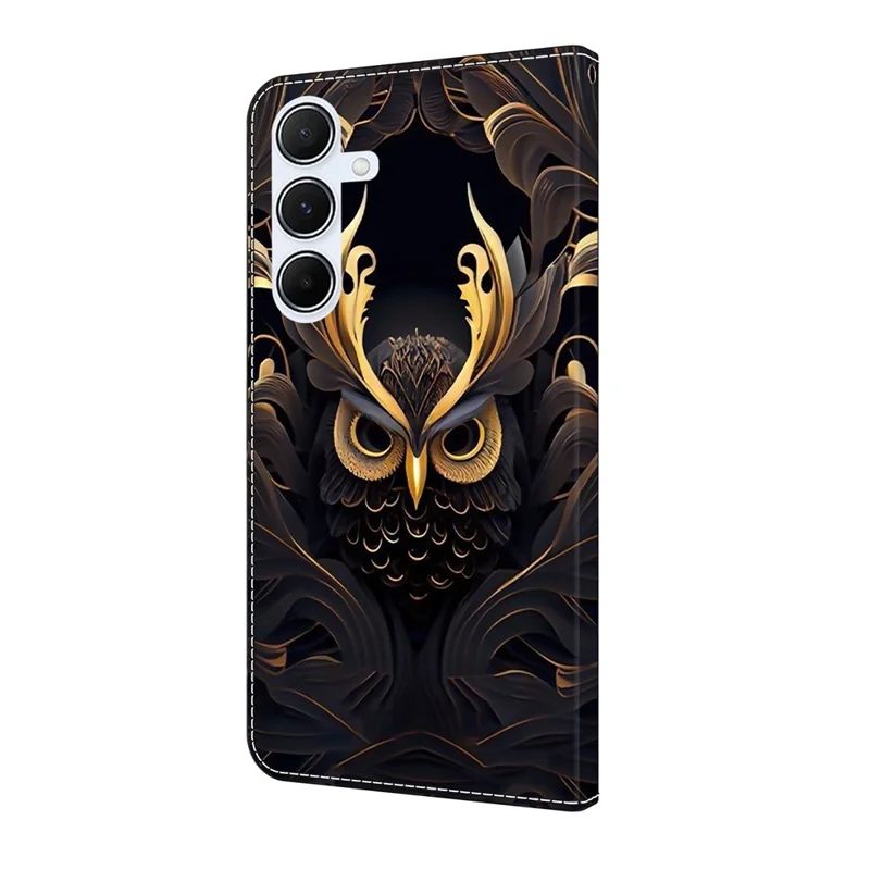 Cover a portafoglio per Samsung Galaxy A17 5G con stampa a motivi, in pelle PU con supporto a flip - Gufo