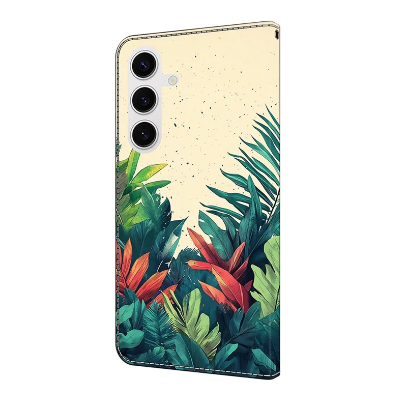 Für Samsung Galaxy S25 Brieftasche Fall Musterdruck PU Leder Flip Ständer Telefonabdeckung - Blätter