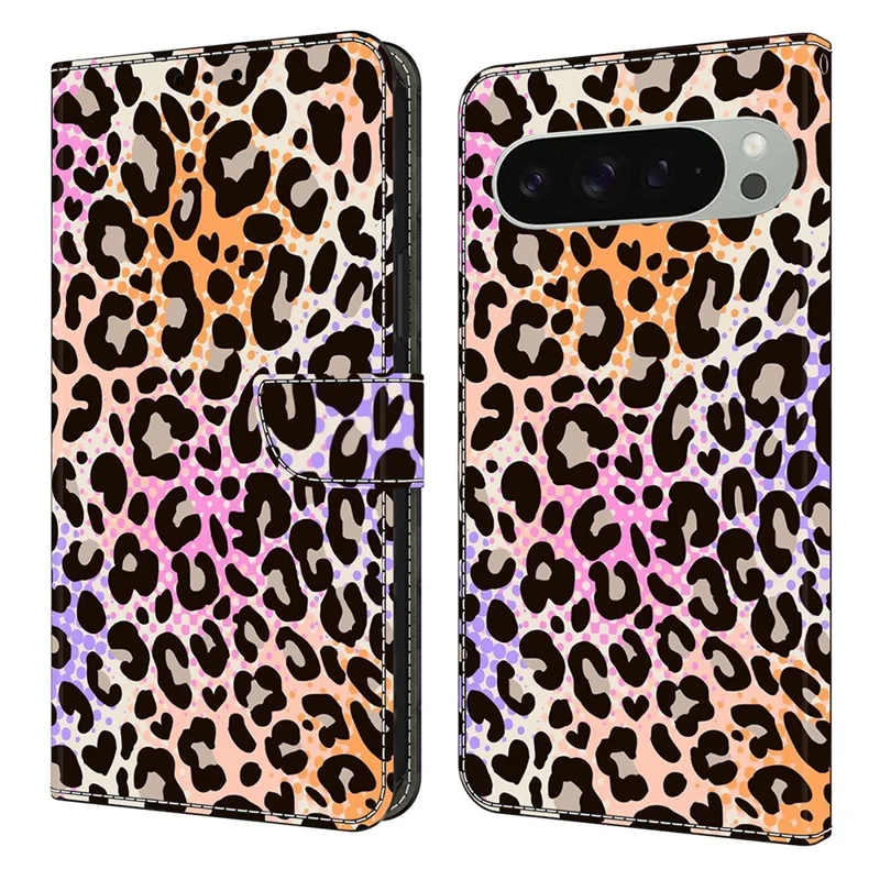 For Google Pixel 10 Pro XL Wallet Case Pattern Printing PU Leather Flip Stand Phone Cover - Spotted Leopard Print