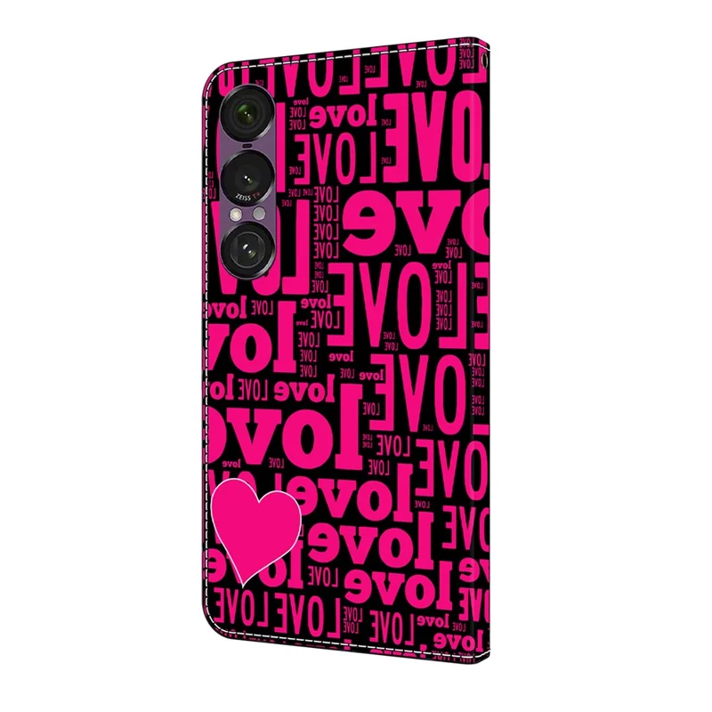 For Sony Xperia 1 VII Wallet Case Pattern Printing PU Leather Flip Stand Phone Cover - LOVE