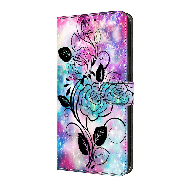 For Xiaomi Redmi Note 14 5G Wallet Case Pattern Printing PU Leather Flip Stand Phone Cover - Pen Drawing Rose
