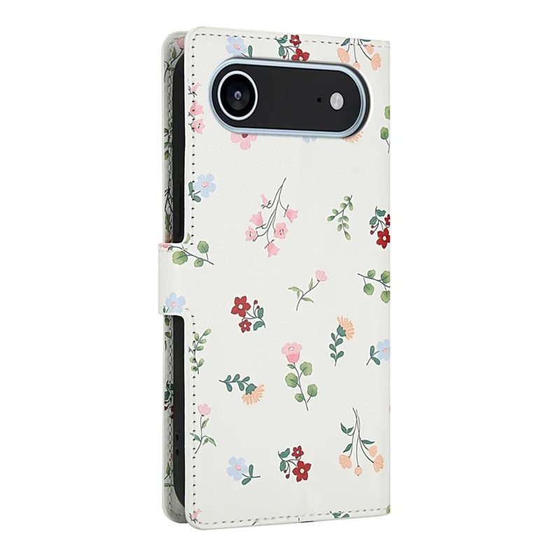 Cover a portafoglio per iPhone 17 con design floreale a rombi, in pelle con cinturino - A1