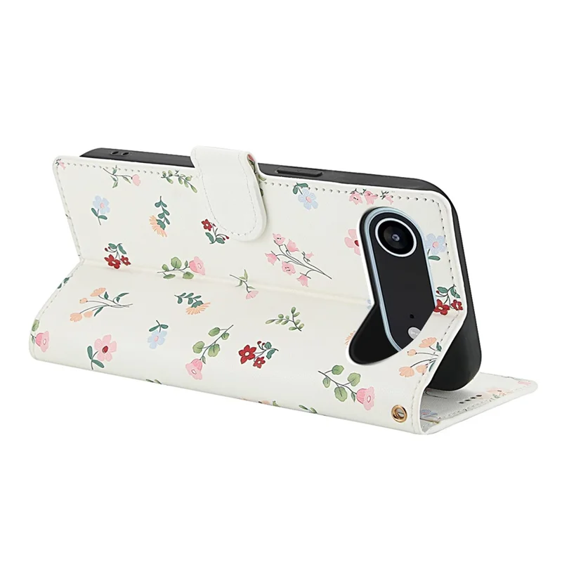 Cover a portafoglio per iPhone 17 con design floreale a rombi, in pelle con cinturino - A1