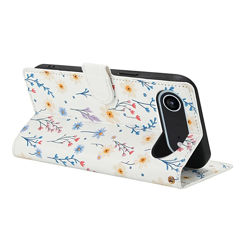 For iPhone Air Wallet Case Rhombic Floral Design Leather Flip Phone Cover with Strap - A2