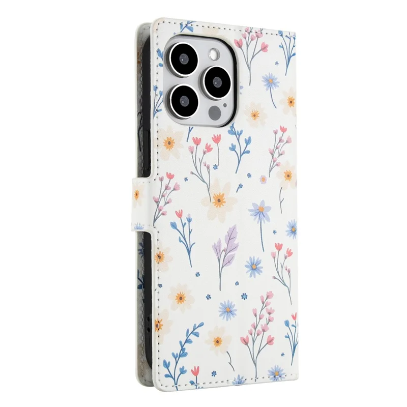 For iPhone 16 Pro Max Wallet Case Rhombic Floral Design Leather Flip Phone Cover with Strap - A2