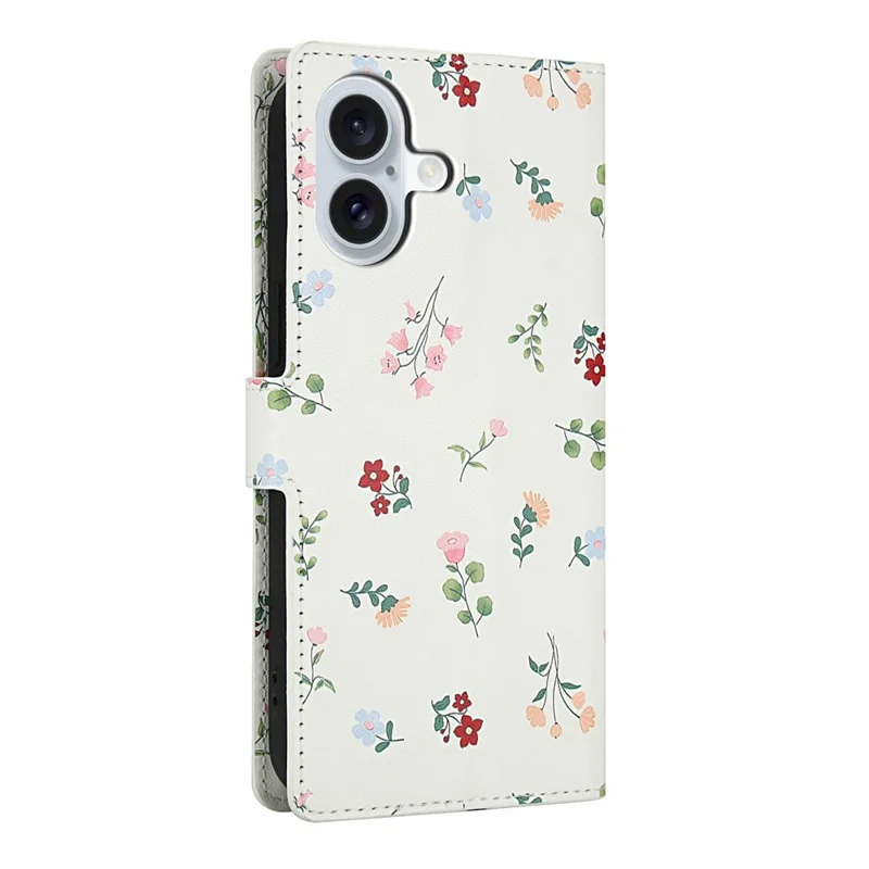 For iPhone 16 Plus Wallet Case Rhombic Floral Design Leather Flip Phone Cover with Strap - A1