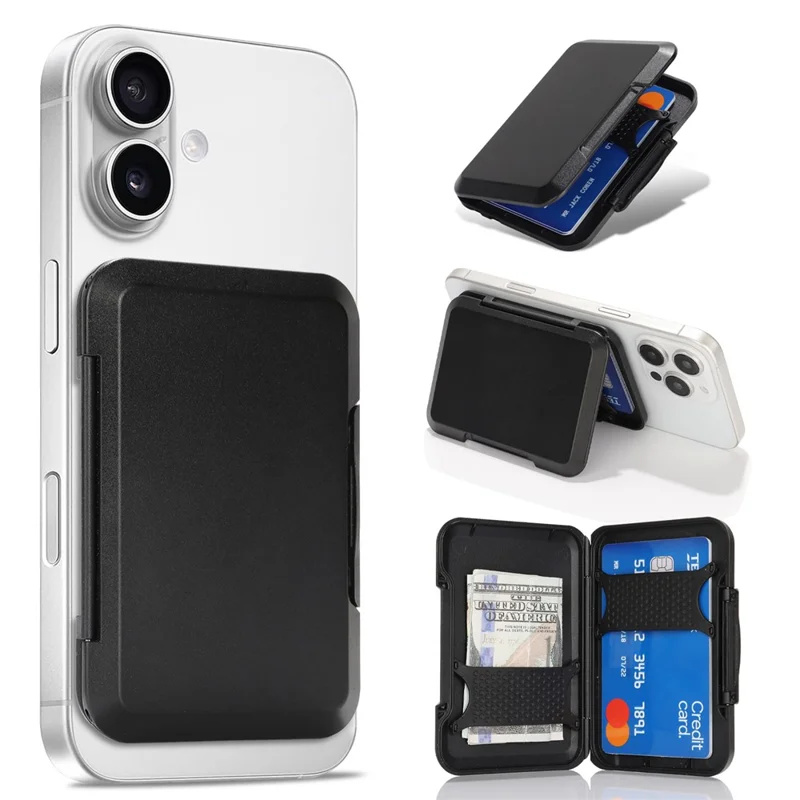 Magnetic Card Holder Case PC Cellphone Card Slots with Kickstand Function
