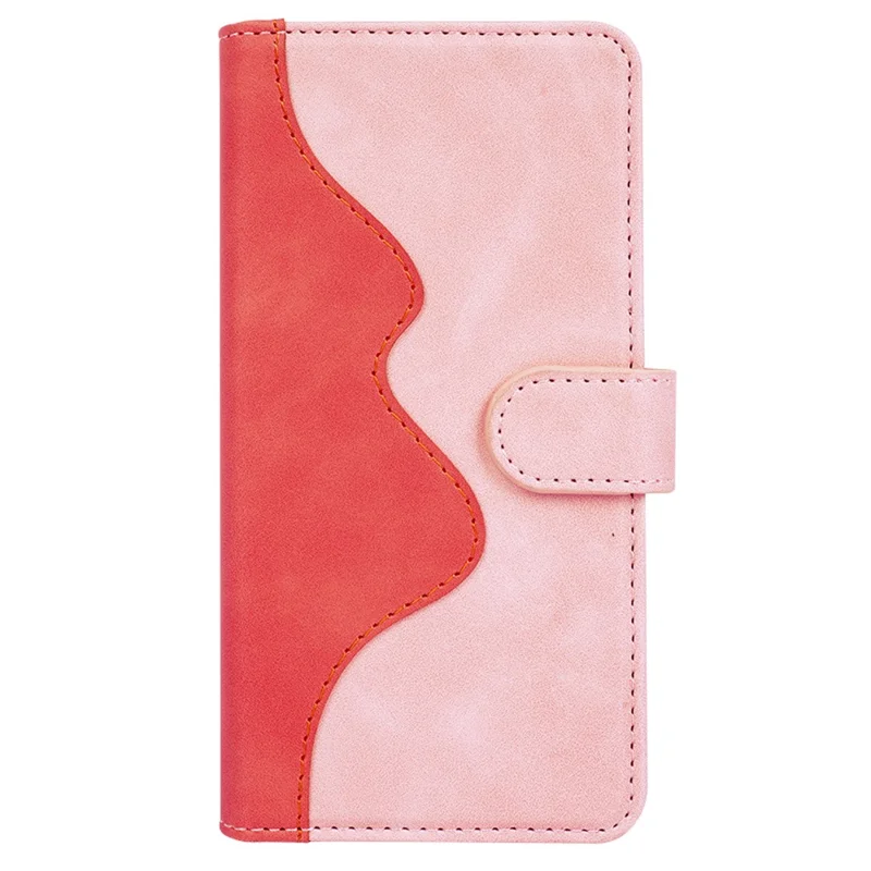 For iPhone 17 Pro Max Wallet Case Leather Phone Cover Splicing Color - Pink