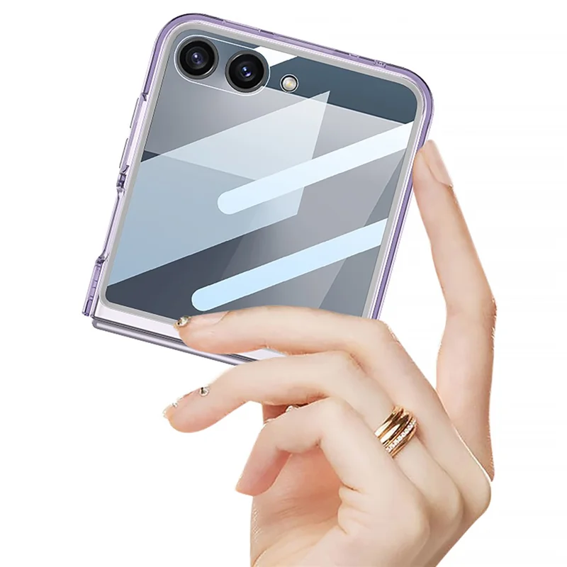 GKK Pour Samsung Galaxy Z Flip7 5G Étui PC + Verre trempé Coque de protection pour téléphone - Rose transparent
