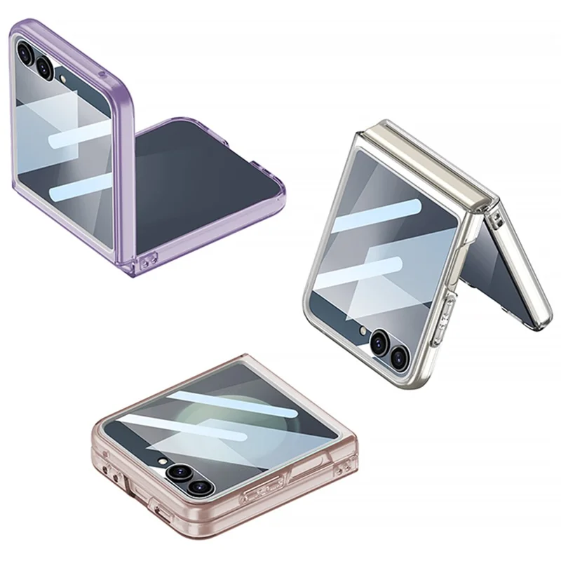 GKK Pour Samsung Galaxy Z Flip7 5G Étui PC + Verre trempé Coque de protection pour téléphone - Rose transparent
