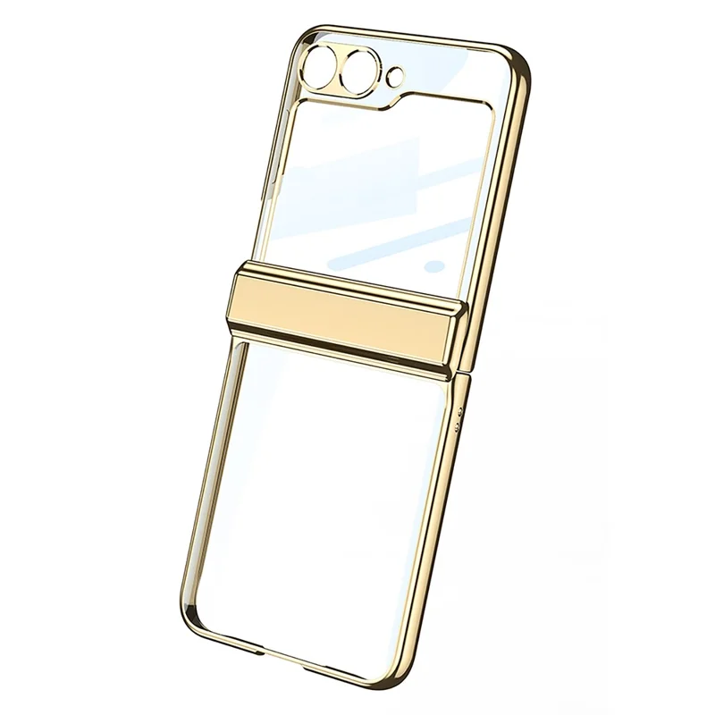 GKK For Samsung Galaxy Z Flip7 5G Case Hinge Protection PC Tempered Glass Clear Phone Back Cover - Champagne Gold