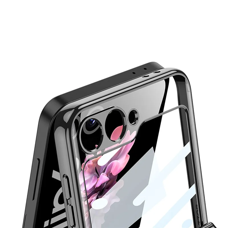 GKK For Samsung Galaxy Z Flip7 5G Case Hinge Protection PC Tempered Glass Clear Phone Back Cover - Champagne Gold