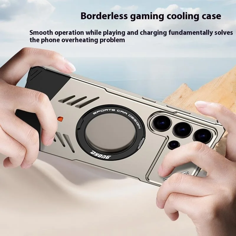 Capa de Metal para Samsung Galaxy S25 Ultra Sem Moldura com Dissipação de Calor e Suporte - Cinza Titânio