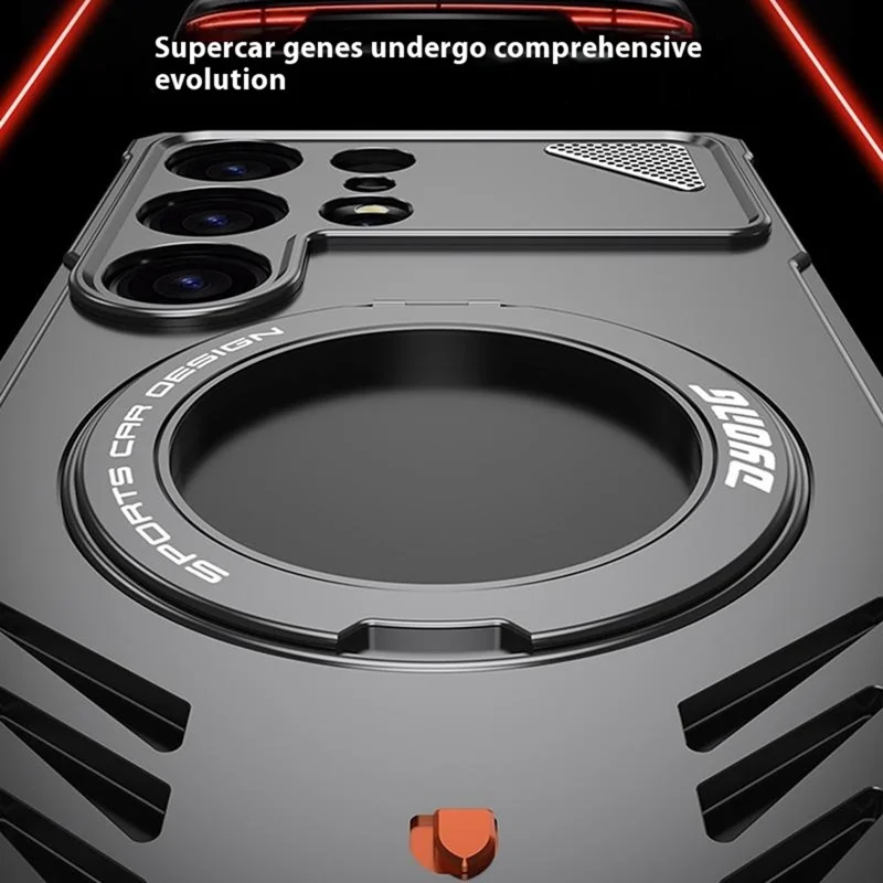 Capa de Metal para Samsung Galaxy S25 Ultra Sem Moldura com Dissipação de Calor e Suporte - Cinza Titânio