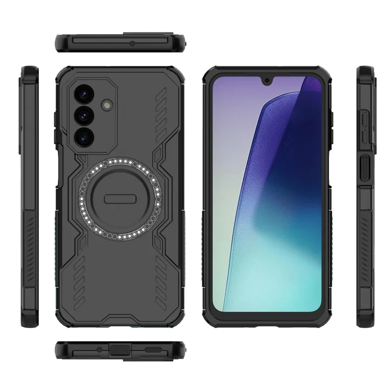 For Samsung Galaxy A17 5G Magnetic Case Butterfly Armor Hollow Heat Dissipation PC + TPU Phone Cover - Black