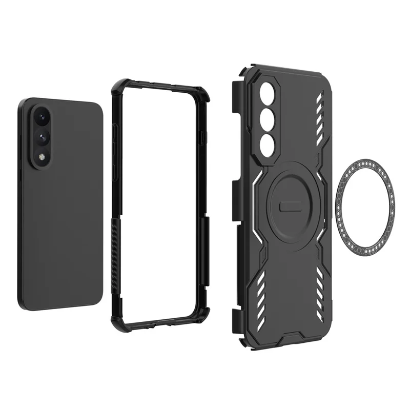 Per OnePlus Ace 5 Ultra 5G / Nord 5 5G Cover Magnetica Farfalla Armor Dissipazione del Calore PC + TPU - Nero