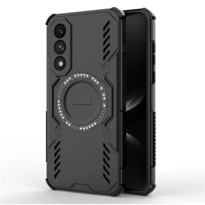 Per OnePlus Ace 5 Ultra 5G / Nord 5 5G Cover Magnetica Farfalla Armor Dissipazione del Calore PC + TPU - Nero