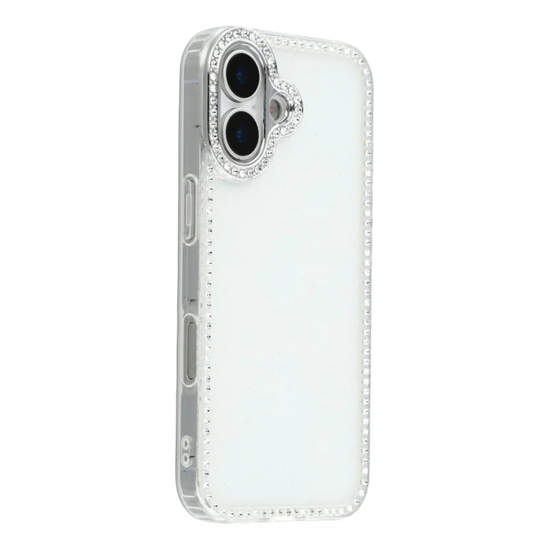 For iPhone 17 Case Rhinestone Edge Glitter Back TPU + PC IMD Phone Cover - Glitter Transparent