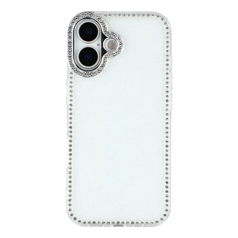 For iPhone 17 Case Rhinestone Edge Glitter Back TPU + PC IMD Phone Cover - Glitter Transparent