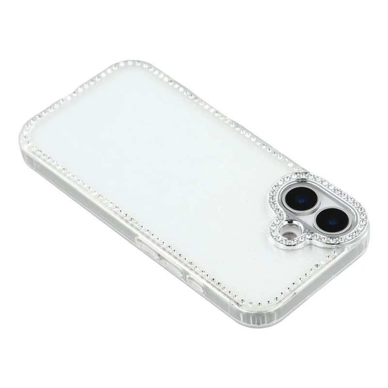 For iPhone 17 Case Rhinestone Edge Glitter Back TPU + PC IMD Phone Cover - Glitter Transparent