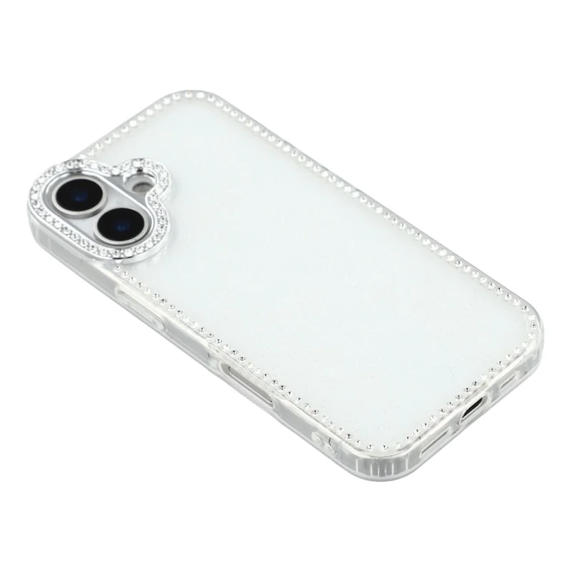 For iPhone 17 Case Rhinestone Edge Glitter Back TPU + PC IMD Phone Cover - Glitter Transparent