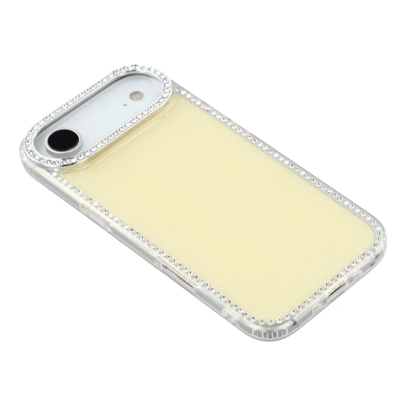 Чехол для iPhone 17 Air с блестящими стразами по краям, глянцевый TPU + PC чехол - Сверкающий светло-желтый