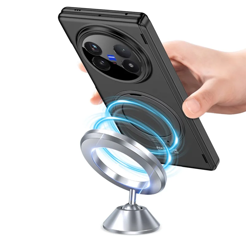 Чехол GKK для vivo X Fold5 5G с подставкой, жестким ПК корпусом и антишпионским закаленным стеклом - Черный