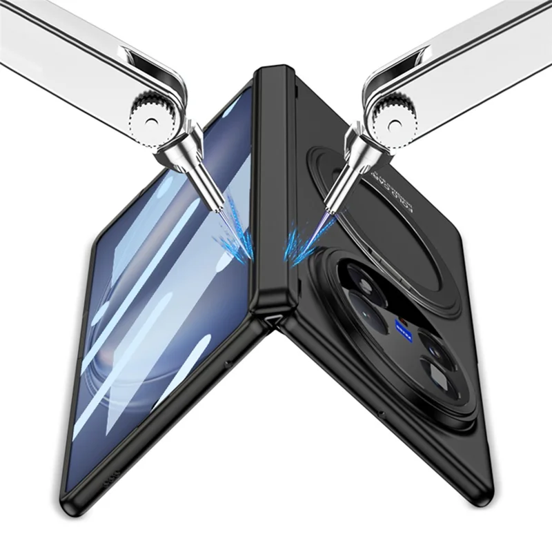 Чехол GKK для vivo X Fold5 5G с подставкой, жестким ПК корпусом и антишпионским закаленным стеклом - Черный
